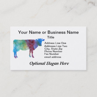 Rainbow Cow With Customizable Text Business Card