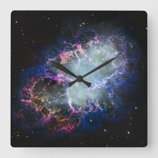 Rainbow Crab Nebula Square Wall Clock