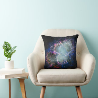 Rainbow Crab Nebula Throw Pillow