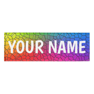 Rainbow crackle  background - Customize your own Name Tag