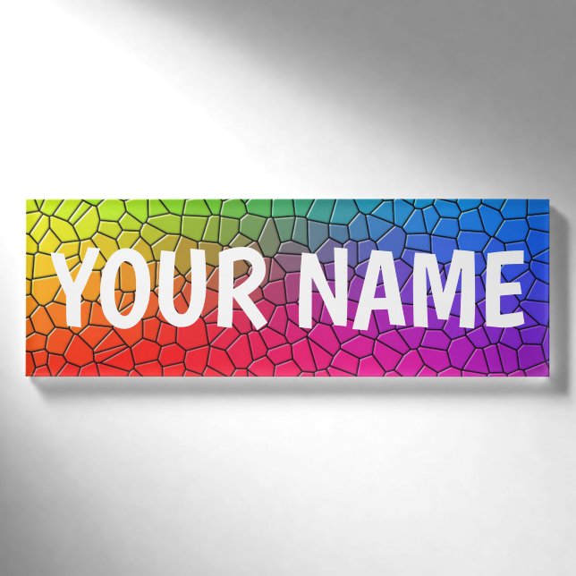 Rainbow crackle  background - Customize your own Name Tag (Front)