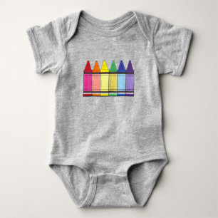 Rainbow Crayon Crayons Artist Art Teacher Pride Baby Bodysuit