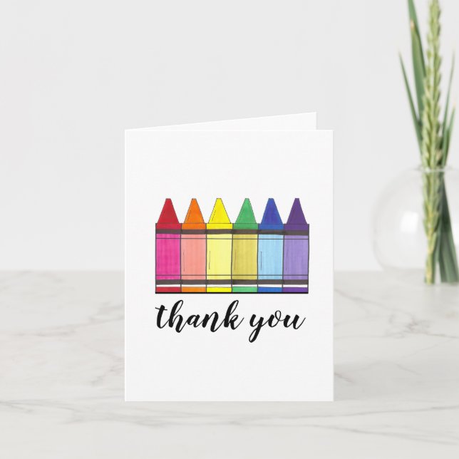 Rainbow Crayons Art Fournitures Enseignant Merci (Devant)