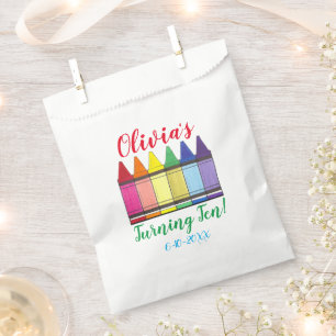 Rainbow Crayons Artist Art Child's Birthday Party Favour Bag