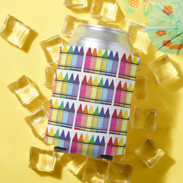 Rainbow Crayons Artist Art Class Birthday Party Can Cooler (In Situ Summer)
