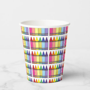 Rainbow Crayons Artist Art Class Birthday Party Paper Cups