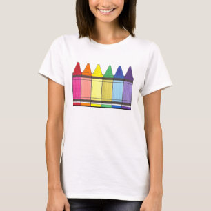 Rainbow Crayons Artist Art Supplies Teacher Pride T-Shirt