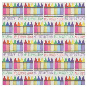 Rainbow Crayons Artist Art Teacher Classroom Fabric