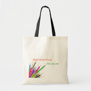 Rainbow Crayons Kindergarten Teacher Gift Tote Bag
