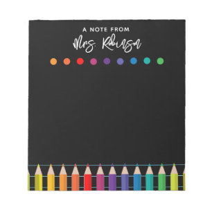 Rainbow Crayons Kindergarten Teacher Notepad