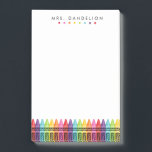 Rainbow Crayons | Kindergarten Teacher Post-it Notes<br><div class="desc">Cute colourful post it notes for a grade-school teacher. Simple name in black block lettering with a rainbow crayon border. Perfect for kindergarten or elementary teachers.</div>