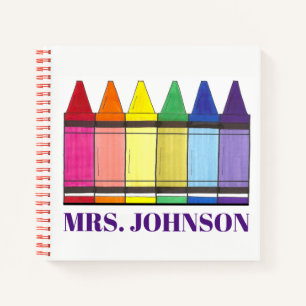 Rainbow Crayons Personalized School Art Teacher Notebook