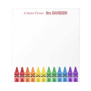 Rainbow Crayons Personalized Teacher Notepad