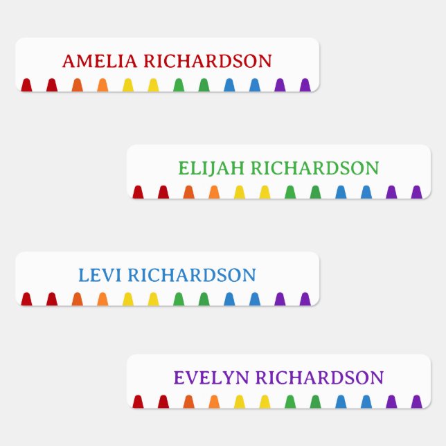 Rainbow Crayons Personalized Waterproof Name  (Group)