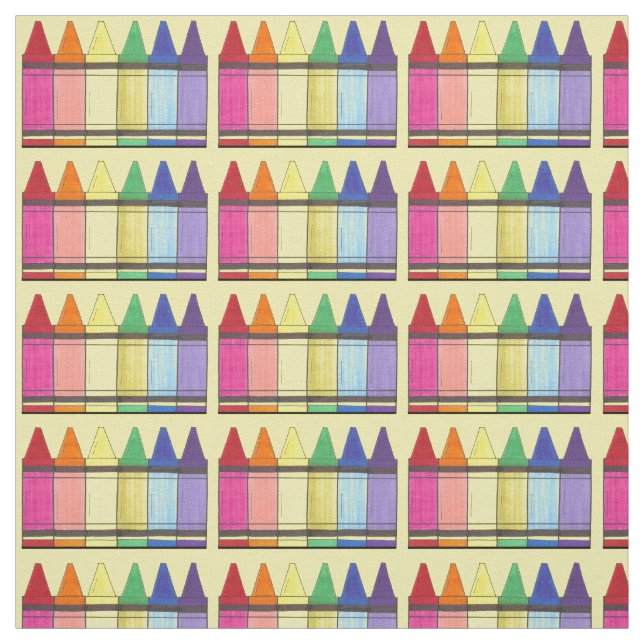Rainbow Crayons School Teacher Art Supplies Class Fabric (Swatch)