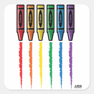 Rainbow Crayons Square Sticker