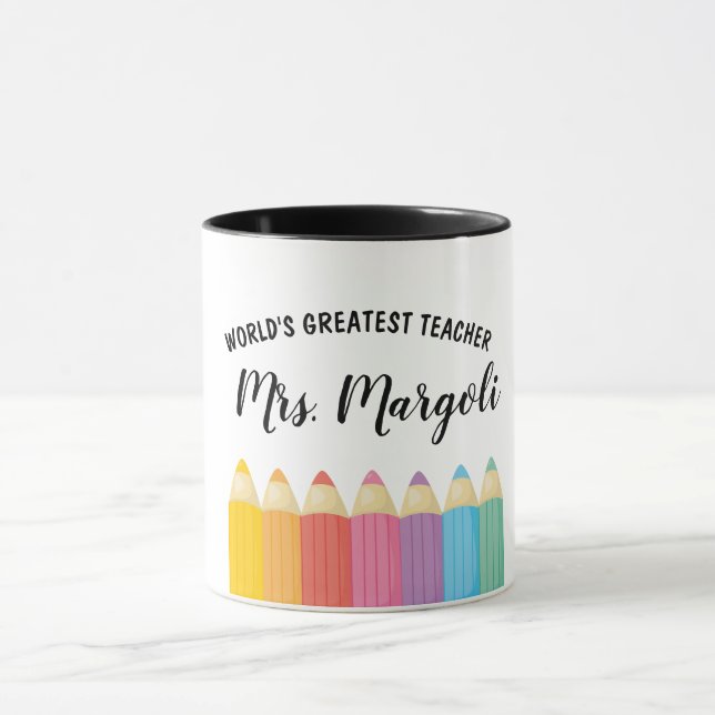 Rainbow Crayons Worlds Greatest Teacher Mug (Center)