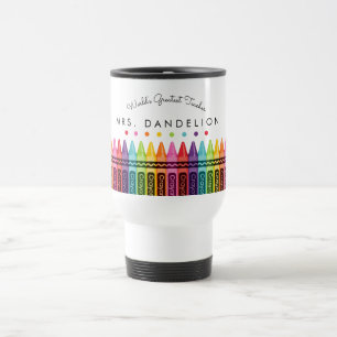 Rainbow Crayons Worlds Greatest Teacher Travel Mug