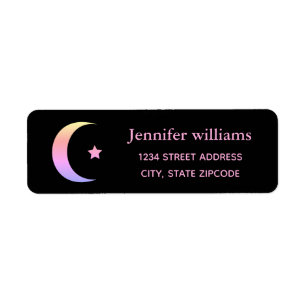 Rainbow Crescent Moon And Star Address Label