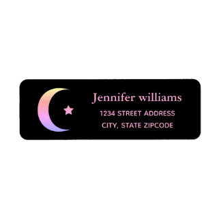 Rainbow Crescent Moon Et Star Étiquette de adresse