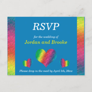 [Rainbow Crinkle Mariage] Coeurs carte RSVP bleu