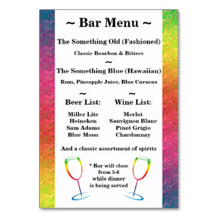 [Rainbow Crinkle Wedding] Heart Bar Menu Pink Table Number