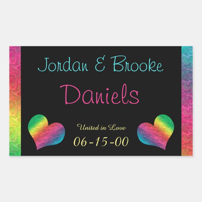 [Rainbow Crinkle Wedding] Heart Butterfly Black Sticker (Front)