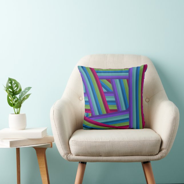 Rainbow Crisscross  Throw Pillow (Chair)