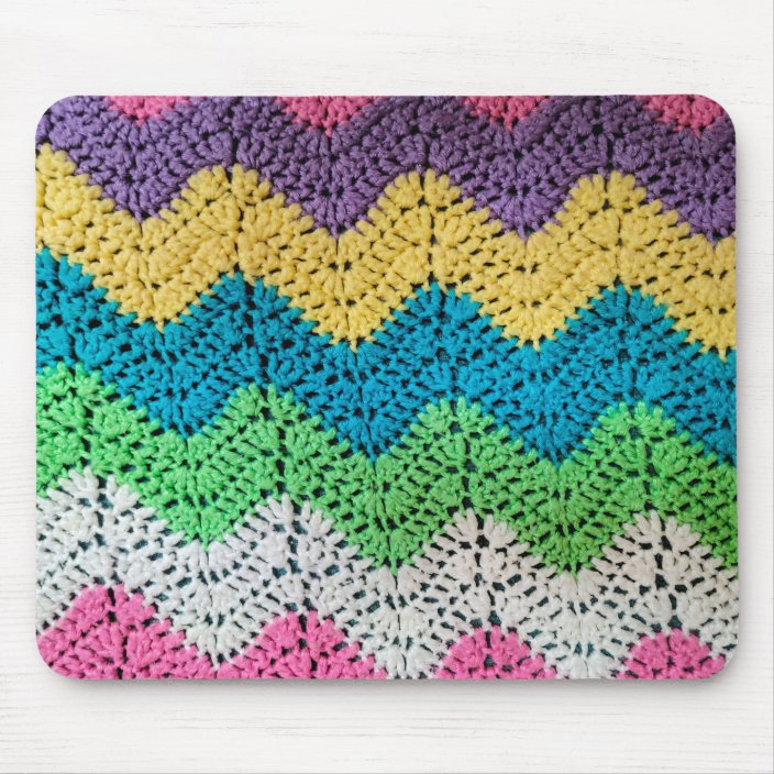 Rainbow Crochet Design Mouse Pad Zazzle.ca