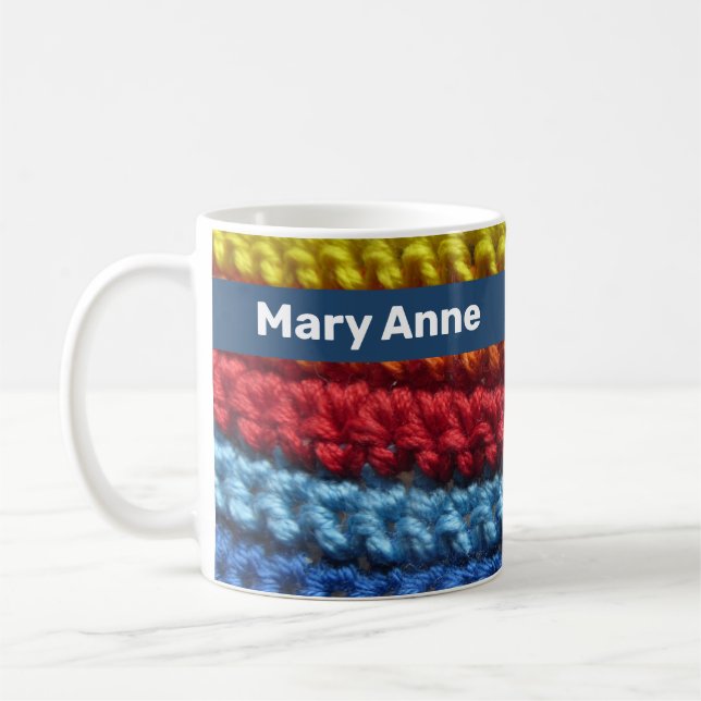 Rainbow Crochet with Name Coffee Mug (Left)