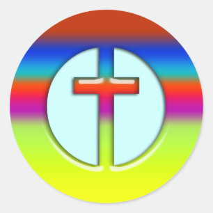 RAINBOW CROSS CLASSIC ROUND STICKER