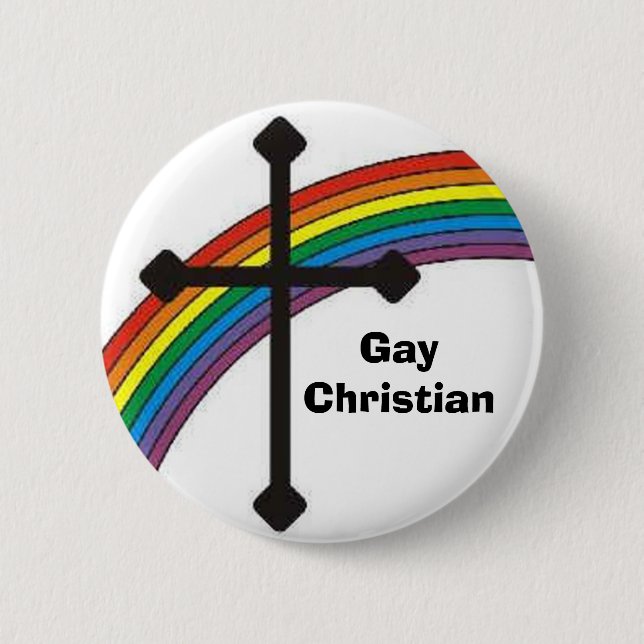 rainbow_cross, GayChristian 2 Inch Round Button (Front)