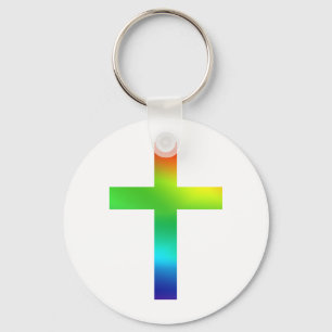 Rainbow Cross Keychain