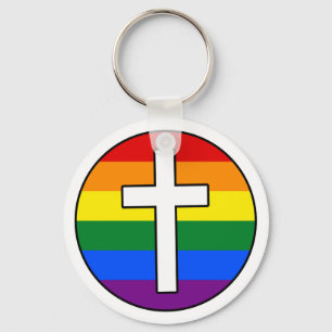Rainbow Cross Keychain (Button Style)