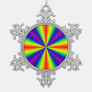 Rainbow Cross Snowflake Pewter Christmas Ornament