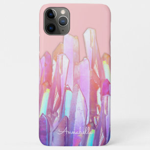 Rainbow Crystals on Pink iPhone 11 Pro Max Case