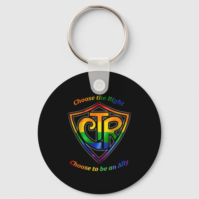 Rainbow CTR - LDS LGBT Ally Keychain (Front)