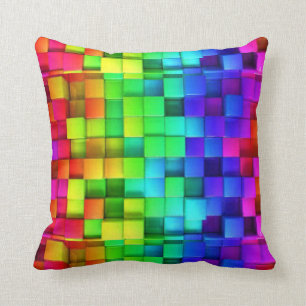 Rainbow Cubes Throw Pillow