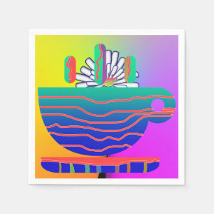 Rainbow Cup Saucer Party Cocktail  Napkin