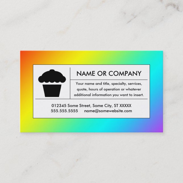 rainbow cupcake business card (Front)