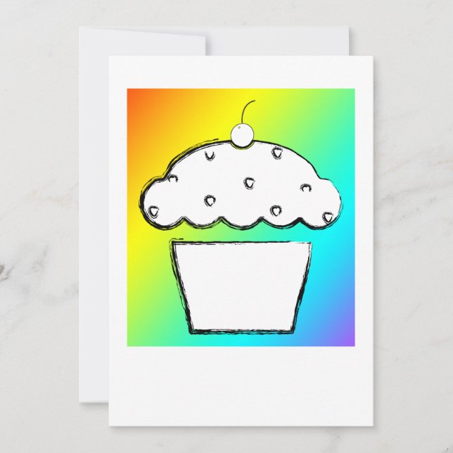 rainbow cupcake invitation (Front)