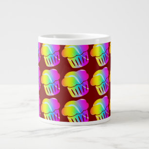Rainbow Cupcakes Dk Red   Large Coffee Mug