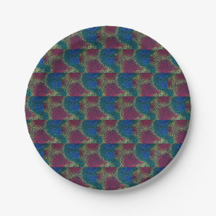 Rainbow curlicue pattern paper plate