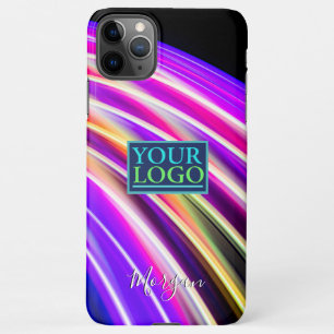 Rainbow Curved Light, Name White Script, Your logo iPhone 11Pro Max Case