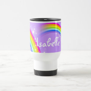 Rainbow custom name violet travel / kids club mug