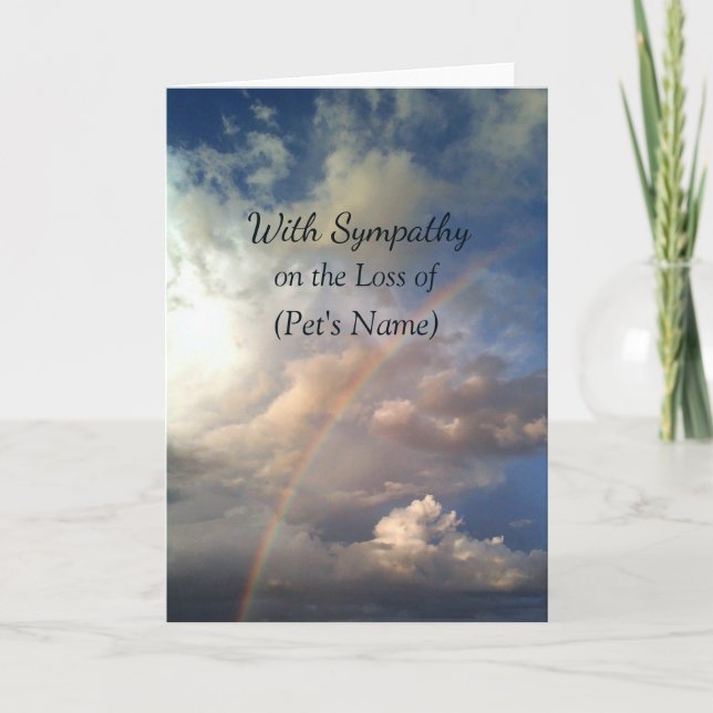 Rainbow Custom Pet Loss Blank Sympathy Card (Front)