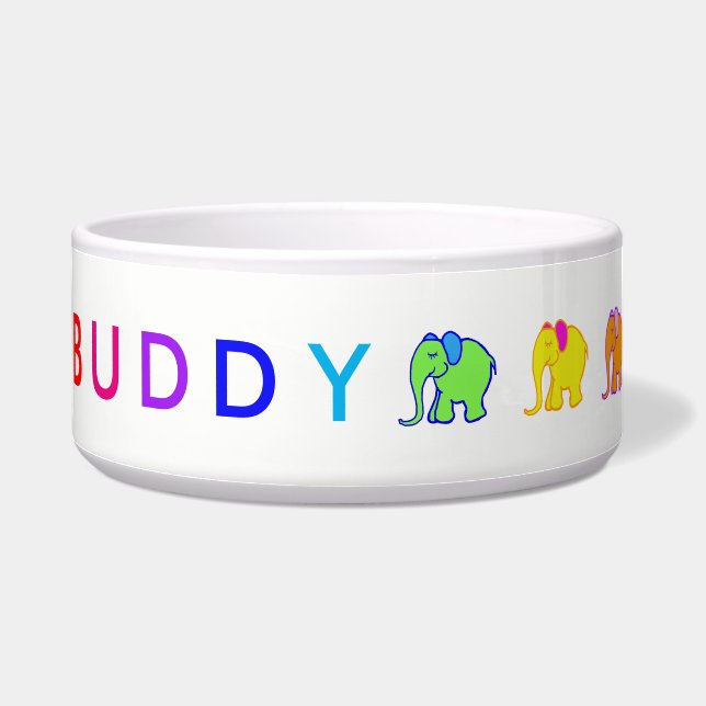 Rainbow Custom Pet's Name Cartoon Elephants Parade (Left)
