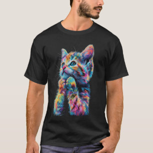 Rainbow Cute Cat for Women's Girls Boys Kitten Lov T-Shirt