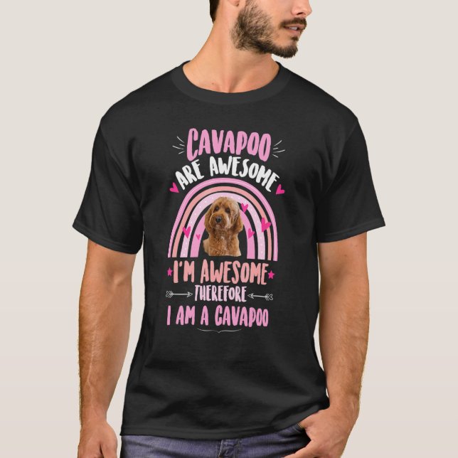 Rainbow Cute Cavapoo   Puppy Saying   Cavapoo Dog T-Shirt (Front)