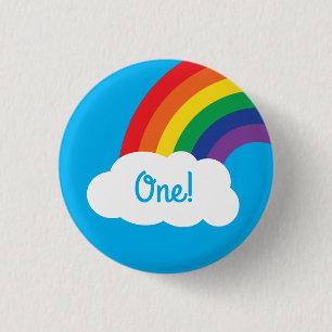 Rainbow Cute Kid's Birthday Party 1 Inch Round Button